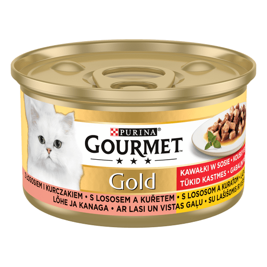 Gourmet GOLD losos a kuře ve šťávě 12x85 g DO 300 KČ