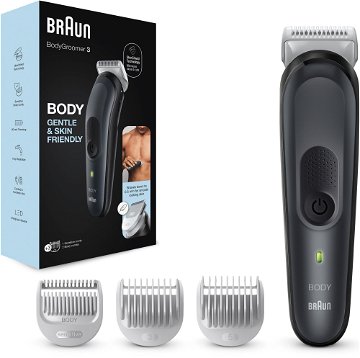 Braun Sada Pro Péči O Tělo 3 BG3350, Pro Muže, S Hřebenem Pro Citlivou Pokožku, Černý/Šedý