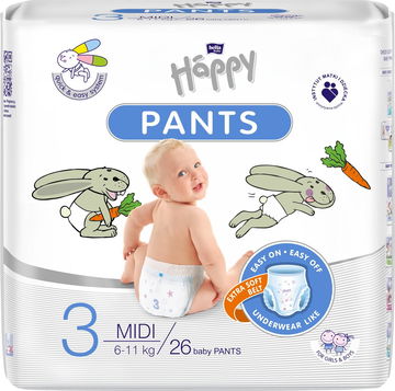 Bella Baby Happy Pants Midi vel. 3 (26 ks) LEVNĚ