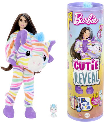 Barbie Cutie Reveal Barbie Barevné sny zebra s doplňky a 10 překvapení