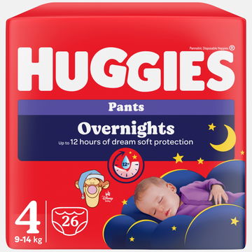 HUGGIES Overnights Pants vel. 4 (26 ks) LEVNĚ