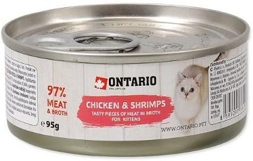 Ontario Konzerva Kitten kuřecí kousky s krevetami 95 g