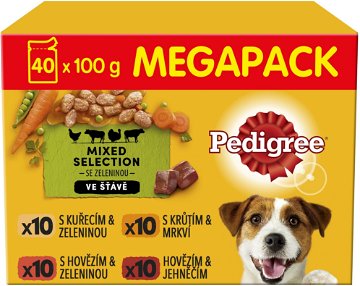 Pedigree kapsičky masový výběr se zeleninou ve šťávě pro dospělé psy 40 × 100 g VÝPRODEJ