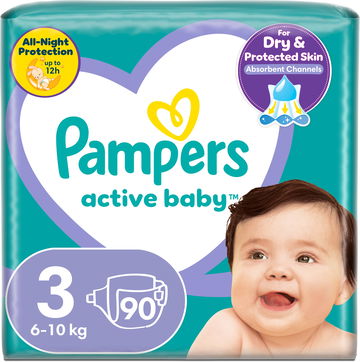 PAMPERS Active Baby vel. 3 (90 ks) 6–10 kg dětské plenky