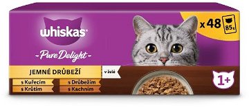 Whiskas Pure Delight kapsičky drůbeží výběr v želé pro dospělé kočky 48 × 85 g