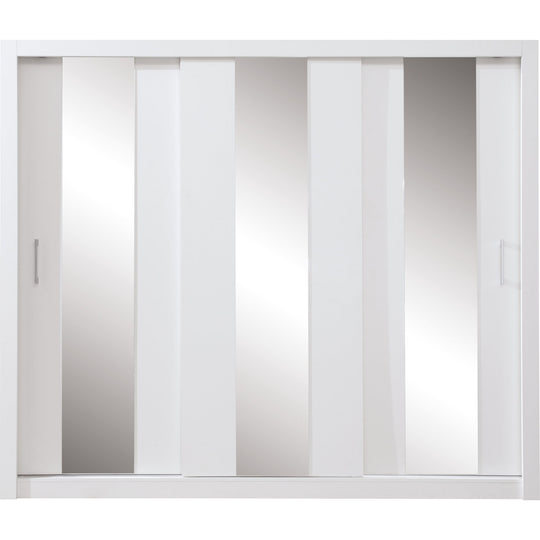 Šatní skříň Cadu se zrcadlem - 250x215x60 cm (bílá)