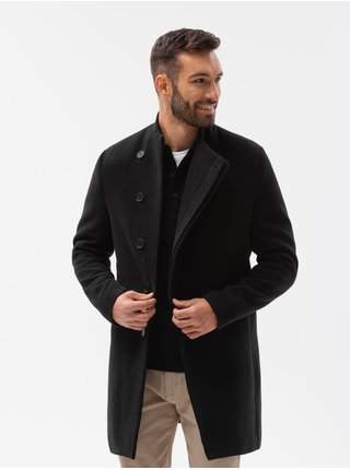 Černý pánský kabát Ombre Clothing C501 AKCE