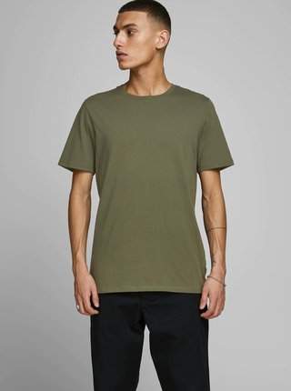 Khaki basic tričko Jack & Jones Organic