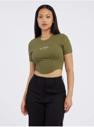 Khaki dámský crop top ONLY Lola