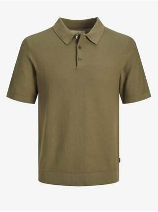 Khaki pánské polo tričko Jack & Jones Blusandri