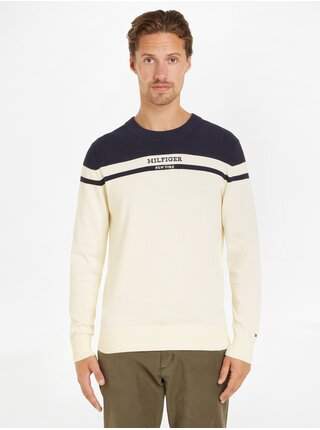 Krémový pánský svetr Tommy Hilfiger Colorblock Graphic