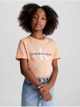 Meruňkové holčičí tričko Calvin Klein Jeans