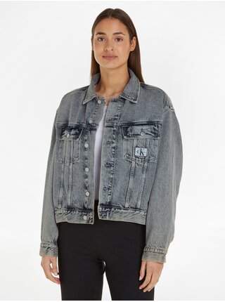 Modrá dámská džínová bunda Calvin Klein Jeans Boxy Denim Jacket