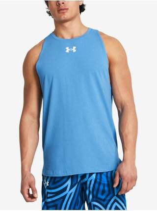 Modré pánské sportovní tílko Under Armour UA BASELINE COTTON TANK-BLU