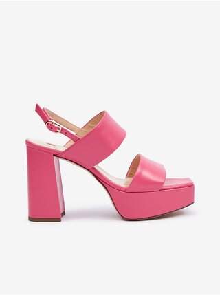 Růžové dámské kožené sandály na podpatku Högl Cindy LEVNĚ