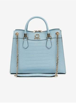 Světle modrá dámská kabelka s krokodýlím vzorem Guess Nell Croc Girlfriend Satchel nákupní kabelky