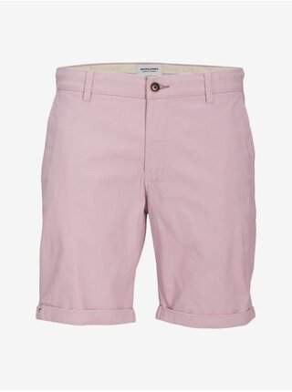 Světle růžové pánské chino kraťasy Jack & Jones Fury