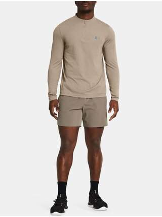 Světle hnědé pánské tričko Under Armour Vanish Elite Seamless 1/4 Zip