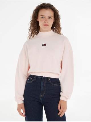 Světle růžová dámská mikina Tommy Jeans TJW BXY CRP XS Badge Mockneck