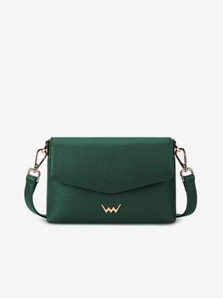 Tmavě zelená dámská kožená crossbody kabelka Vuch Leyra Green