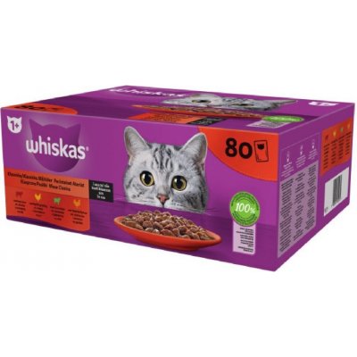 TOP 3. - Whiskas klasický výběr ve šťávě pro dospělé kočky 80 x 85 g