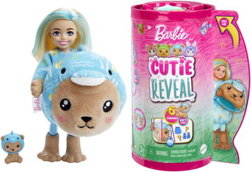 Barbie Cutie Reveal Chelsea v kostýme – Medvedík v modrom kostýme delfína