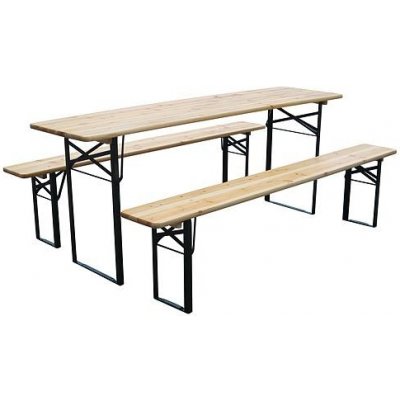 TOP 5. - Set pivny DORTMUND Medium3, stôl 200x50x77 cm, 2x lavica 200x25x47 cm, drevo 27 mm 802028A