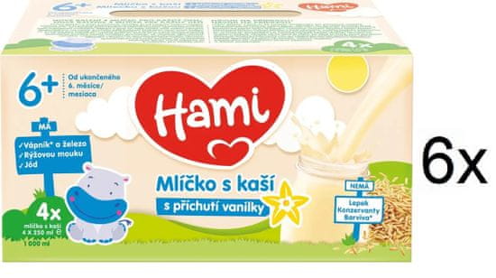 Hami mliečko s kašou s príchuťou vanilky 3x (4x250ml) LACNÉ